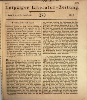 Leipziger Literaturzeitung Donnerstag 9. November 1815