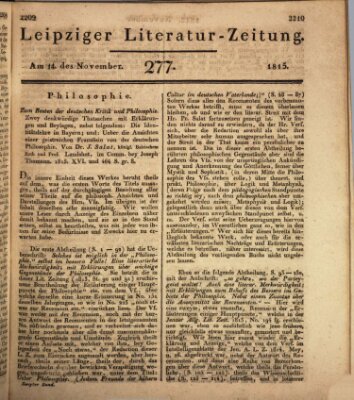 Leipziger Literaturzeitung Dienstag 14. November 1815