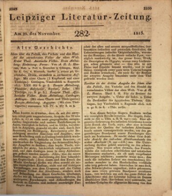 Leipziger Literaturzeitung Montag 20. November 1815