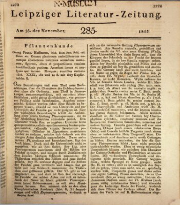 Leipziger Literaturzeitung Donnerstag 23. November 1815