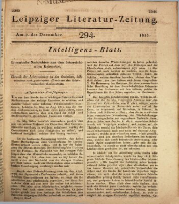 Leipziger Literaturzeitung Samstag 2. Dezember 1815