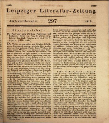 Leipziger Literaturzeitung Mittwoch 6. Dezember 1815