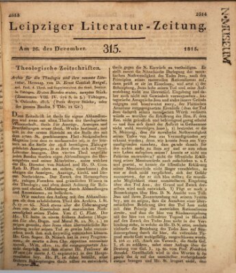 Leipziger Literaturzeitung Dienstag 26. Dezember 1815