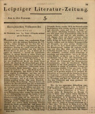 Leipziger Literaturzeitung Freitag 5. Januar 1816