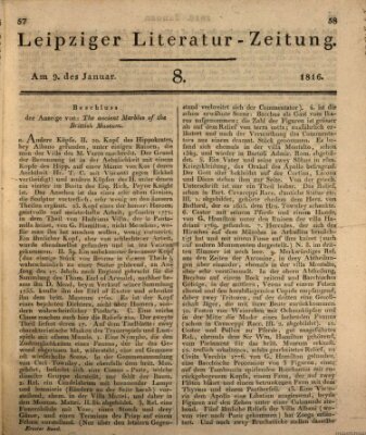 Leipziger Literaturzeitung Dienstag 9. Januar 1816