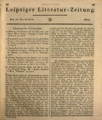 Leipziger Literaturzeitung Mittwoch 10. Januar 1816