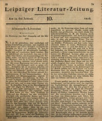 Leipziger Literaturzeitung Donnerstag 11. Januar 1816