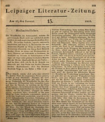 Leipziger Literaturzeitung Mittwoch 17. Januar 1816