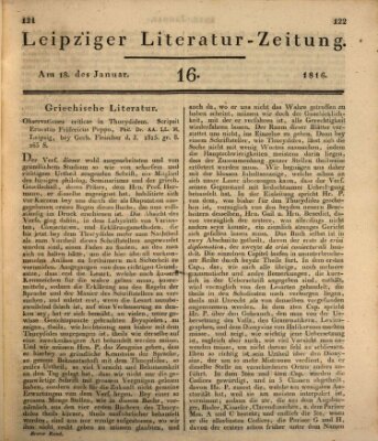 Leipziger Literaturzeitung Donnerstag 18. Januar 1816