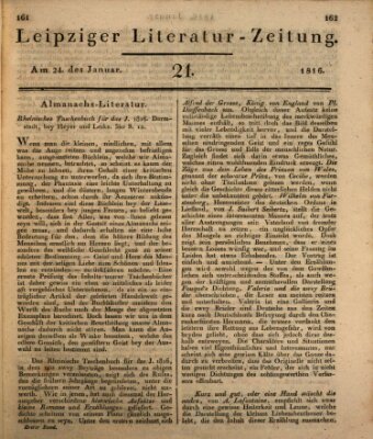 Leipziger Literaturzeitung Mittwoch 24. Januar 1816