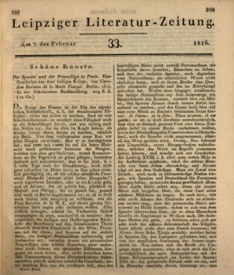 Leipziger Literaturzeitung Mittwoch 7. Februar 1816