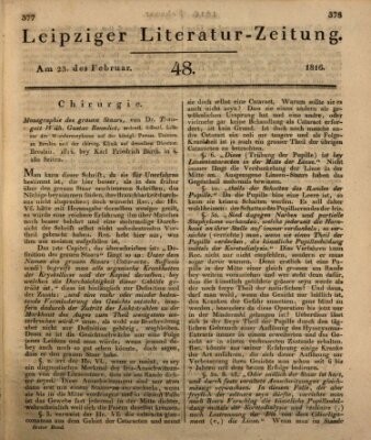 Leipziger Literaturzeitung Freitag 23. Februar 1816