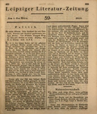 Leipziger Literaturzeitung Donnerstag 7. März 1816