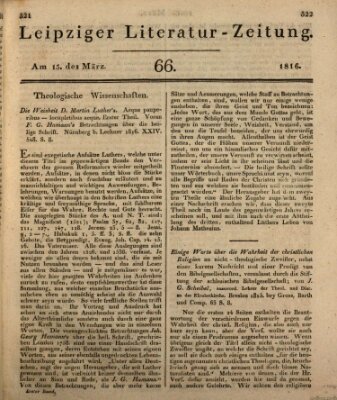 Leipziger Literaturzeitung Freitag 15. März 1816