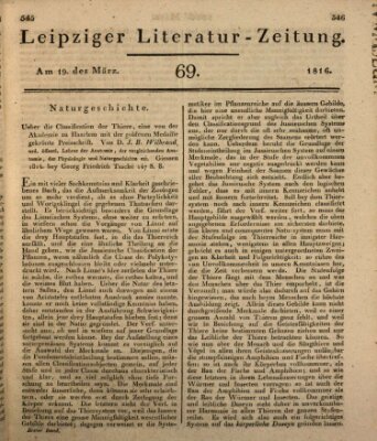 Leipziger Literaturzeitung Dienstag 19. März 1816