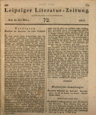 Leipziger Literaturzeitung Freitag 22. März 1816