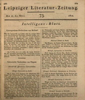 Leipziger Literaturzeitung Samstag 23. März 1816