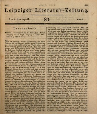 Leipziger Literaturzeitung Mittwoch 3. April 1816