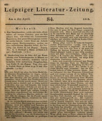 Leipziger Literaturzeitung Donnerstag 4. April 1816