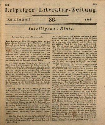 Leipziger Literaturzeitung Samstag 6. April 1816