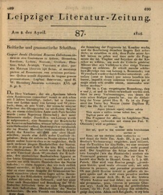 Leipziger Literaturzeitung Montag 8. April 1816