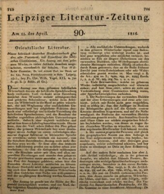 Leipziger Literaturzeitung Donnerstag 11. April 1816