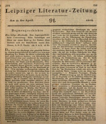 Leipziger Literaturzeitung Freitag 12. April 1816