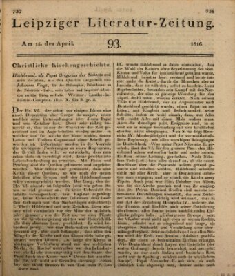 Leipziger Literaturzeitung Montag 15. April 1816