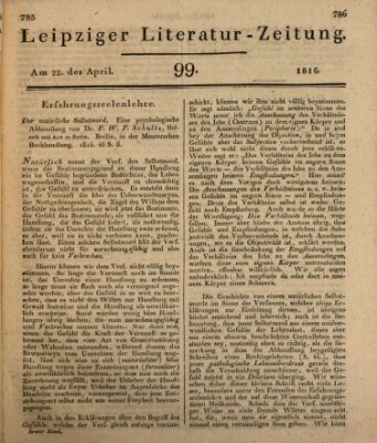 Leipziger Literaturzeitung Montag 22. April 1816