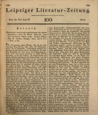 Leipziger Literaturzeitung Dienstag 23. April 1816