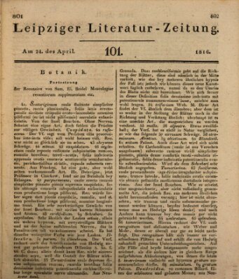 Leipziger Literaturzeitung Mittwoch 24. April 1816