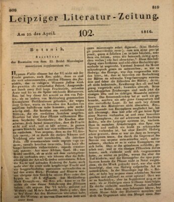 Leipziger Literaturzeitung Donnerstag 25. April 1816