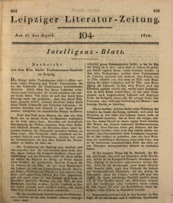 Leipziger Literaturzeitung Samstag 27. April 1816