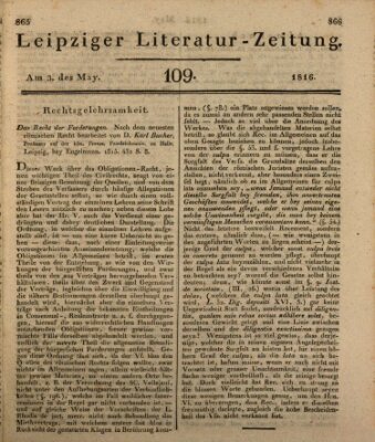 Leipziger Literaturzeitung Freitag 3. Mai 1816