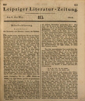 Leipziger Literaturzeitung Mittwoch 8. Mai 1816