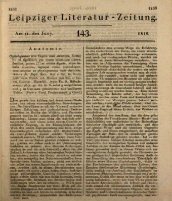 Leipziger Literaturzeitung Dienstag 11. Juni 1816