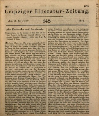 Leipziger Literaturzeitung Montag 17. Juni 1816