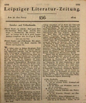 Leipziger Literaturzeitung Mittwoch 26. Juni 1816