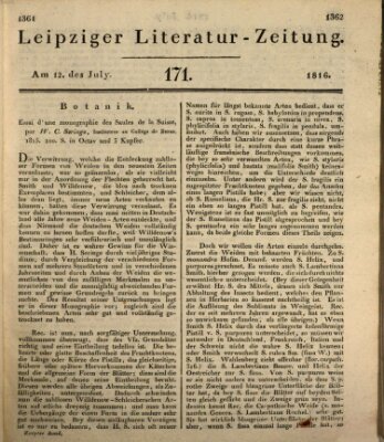 Leipziger Literaturzeitung Freitag 12. Juli 1816