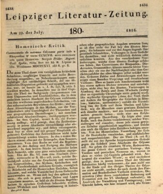 Leipziger Literaturzeitung Montag 22. Juli 1816