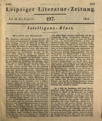 Leipziger Literaturzeitung Samstag 10. August 1816