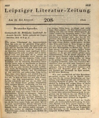 Leipziger Literaturzeitung Donnerstag 22. August 1816