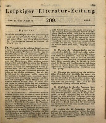 Leipziger Literaturzeitung Freitag 23. August 1816