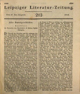 Leipziger Literaturzeitung Dienstag 27. August 1816