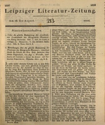 Leipziger Literaturzeitung Mittwoch 28. August 1816