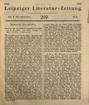 Leipziger Literaturzeitung Dienstag 3. September 1816