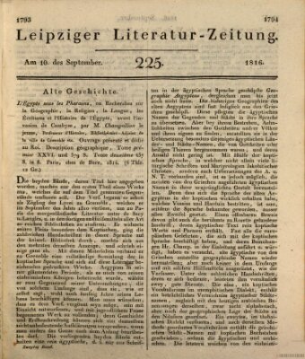 Leipziger Literaturzeitung Dienstag 10. September 1816