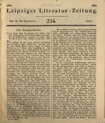 Leipziger Literaturzeitung Freitag 20. September 1816