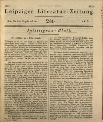 Leipziger Literaturzeitung Samstag 28. September 1816