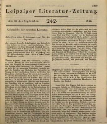 Leipziger Literaturzeitung Montag 30. September 1816